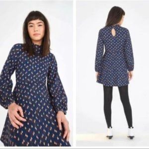 FARM Rio Navy Blue Patterned Dress